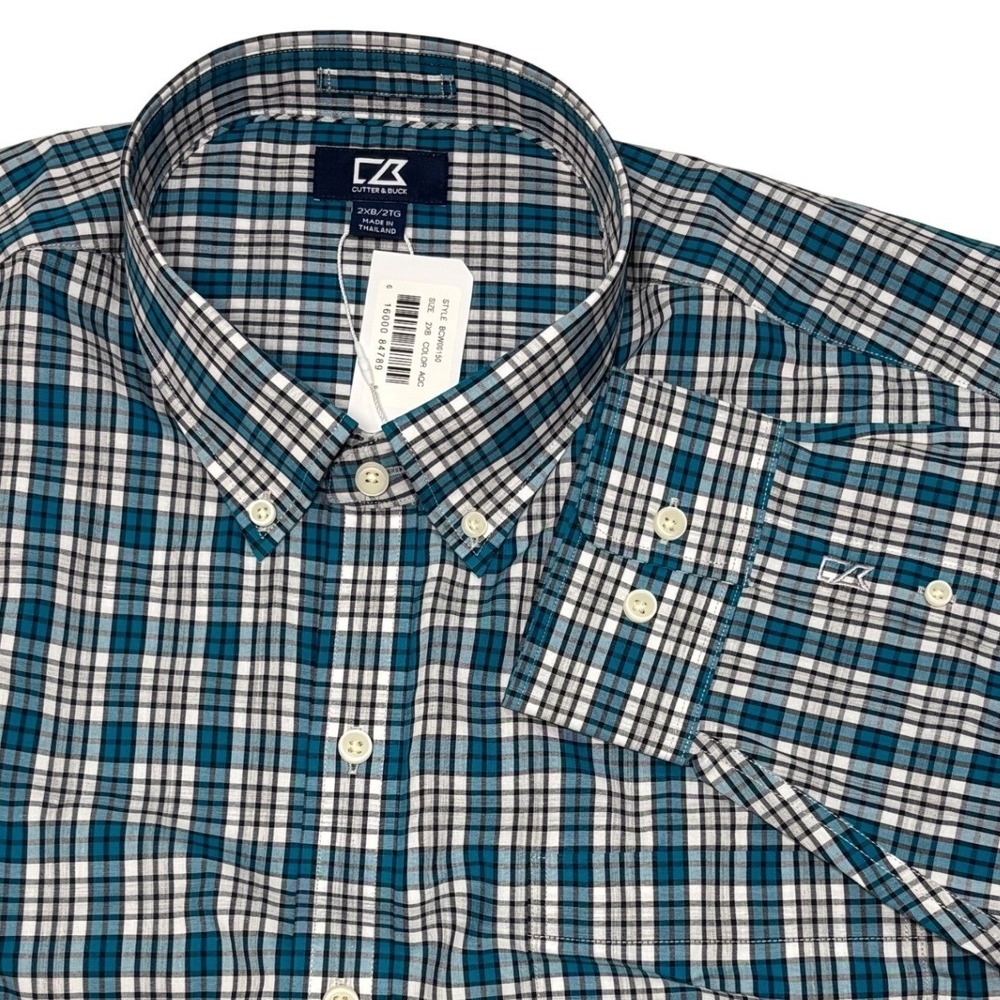 Cutter & Buck Mens Shirt‎ Size 2XB Long Sleeve Plaid Button Down Cotton 2XL NWT